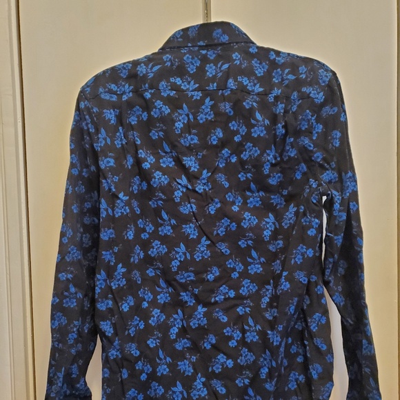 NWT Express Men's Slim Floral Stretch Flannel Shirt, size S - Picture 5 of 11